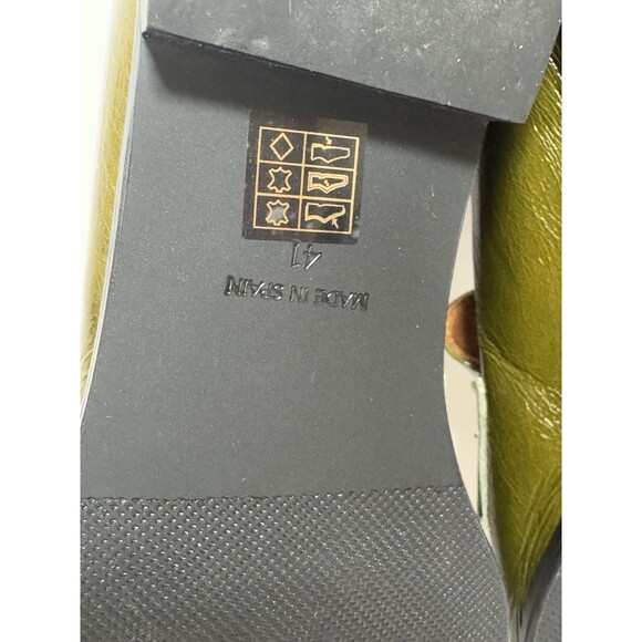 Angel Alarcon Patent Leather Square-Toe Flats moccasins OLIVE  Size 41/10 - Picture 12 of 15